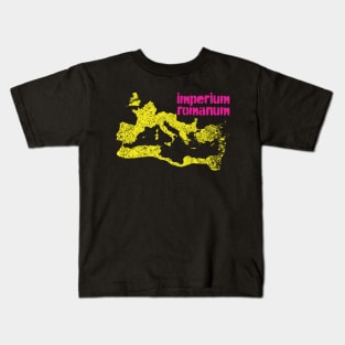 Roman Empire Map Imperium Romanum 80s vintage colors Kids T-Shirt